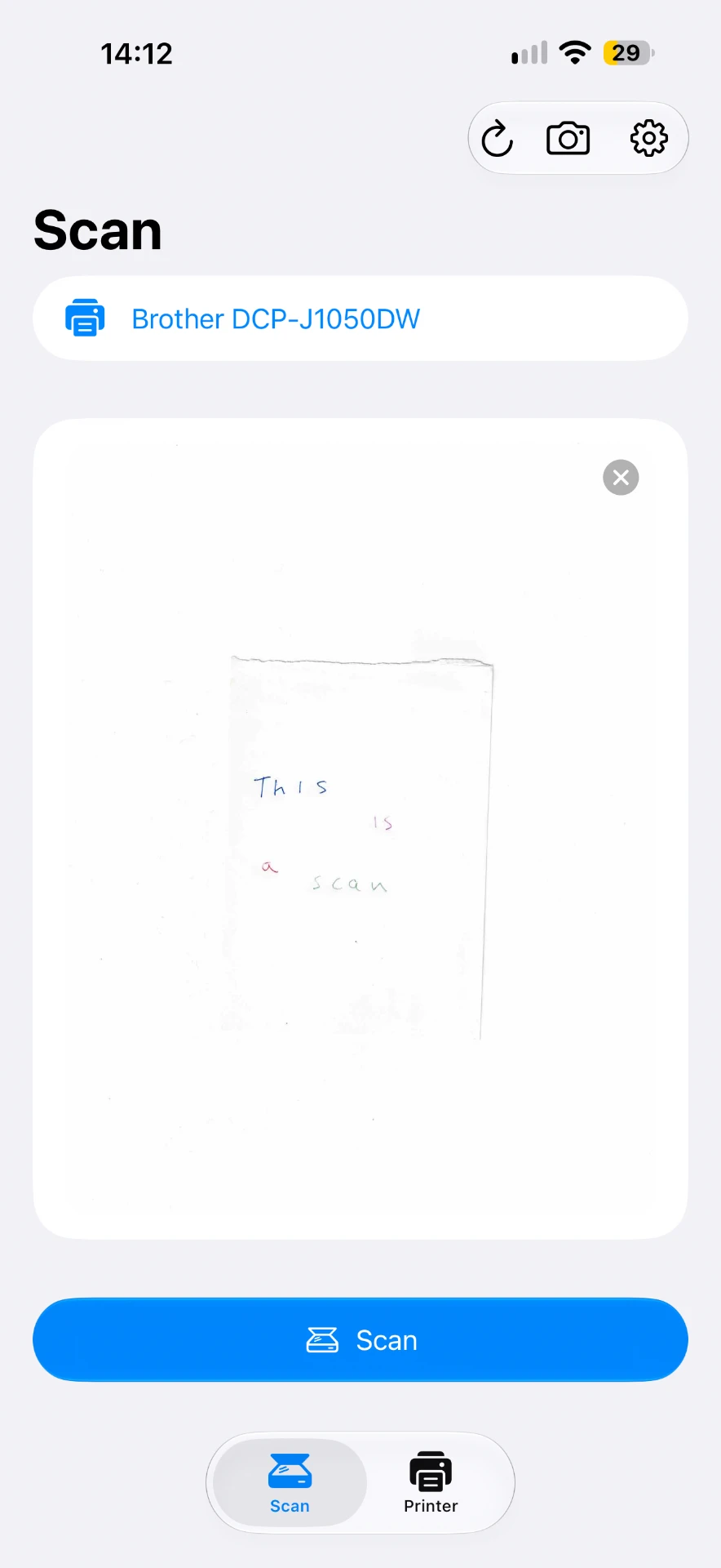 ScanCap scan screen